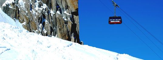 Cable car ride to the Aiguille du Midi